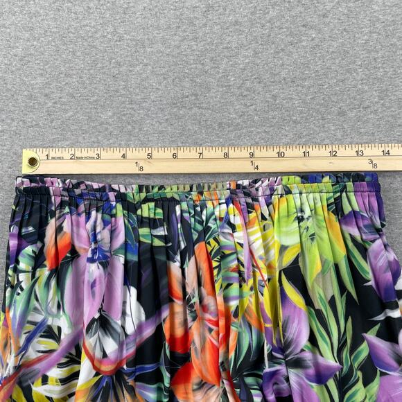 Elie Elie Tahari Skirt Small Tropical Floral Print Tiered Midi Pleated Flounce - Picture 3 of 15